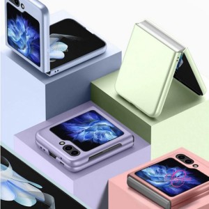 Samsung Zflip5 携帯電話ケース、落下防止、ソリッドカラー、超薄型に適しています