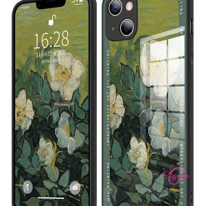 Iphone 15 14 携帯電話ケース新しいガラスに適した油絵日の出