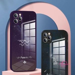 12星座はapple 15 14携帯電話ケースに適しています新しい液体ガラスのクリエイティブなトレンディなブランドです