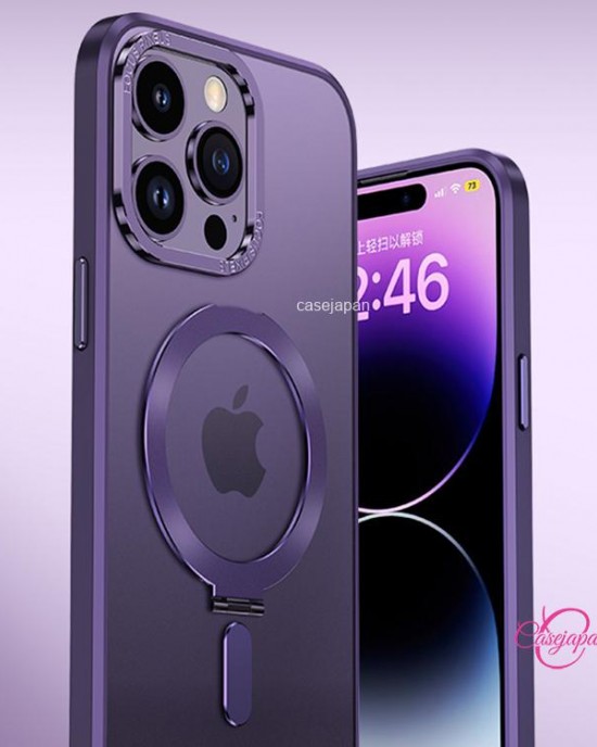 Apple 15 14 携帯電話ケースに適しています磁気吸引ブラケット落下防止保護カバー透明マット高級感 Apple 15 14 携帯電話ケースに適しています磁気吸引ブラケット落下防止保護カバー透明マット高級感
