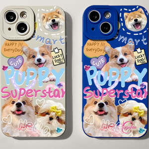 かわいいガーリーなコーギー犬はiphone 14/15の携帯電話ケースに適しています