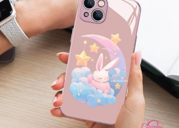 新しい強化ガラス電話保護ケース15 Promax Moon Rabbit電話ケース14レディースiphone13ミニかわいい12穴レンズ